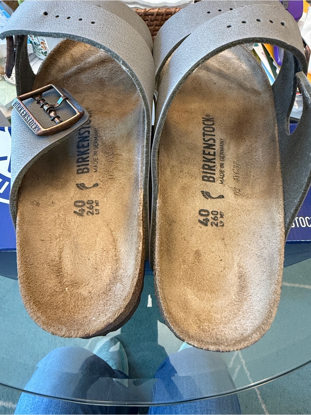 Birkenstock Arizona Unisex Birkibuc Leather Sandals in Stone - Picture 3 of 7